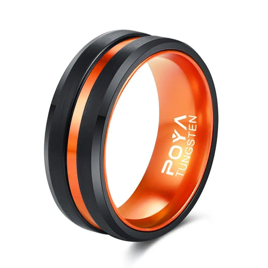 8 mm Black Tungsten Ring With Aluminum Liner Interior