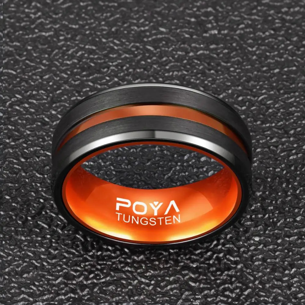 8 mm Black Tungsten Ring With Aluminum Liner Interior