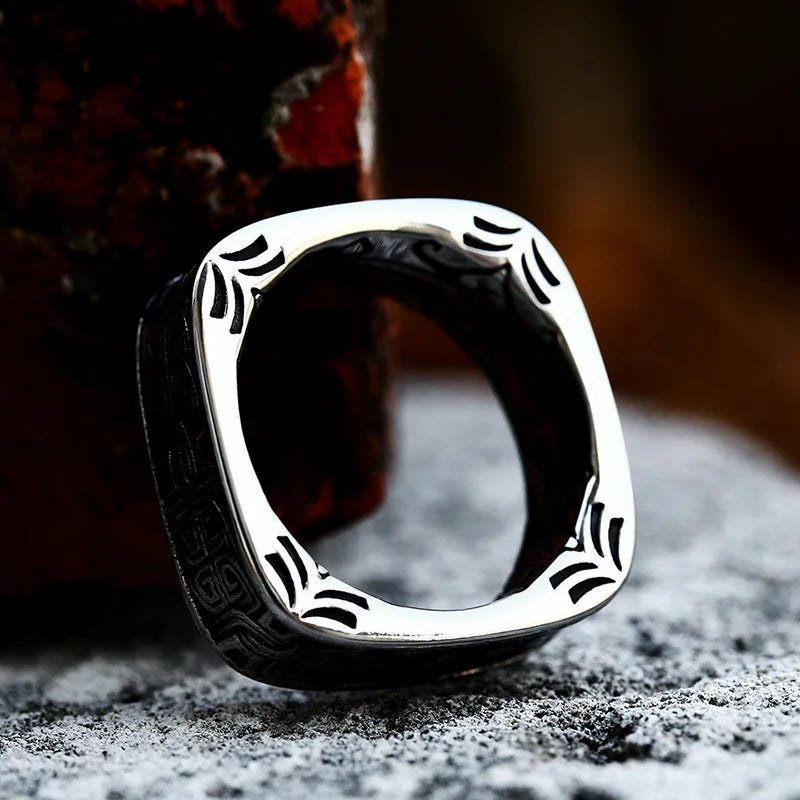 Geometric Square Stainless Steel Ring